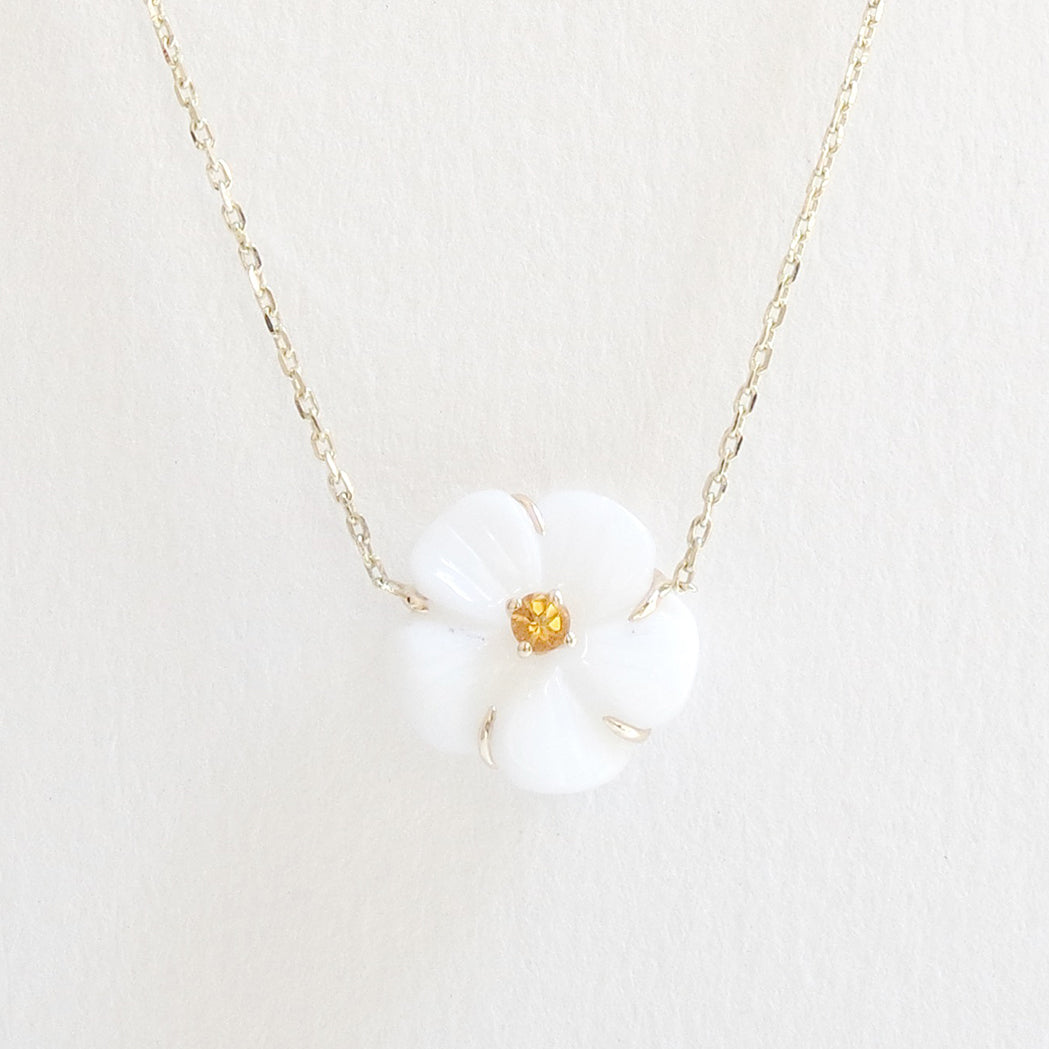 Collier Fleur Agate, Or & Citrine