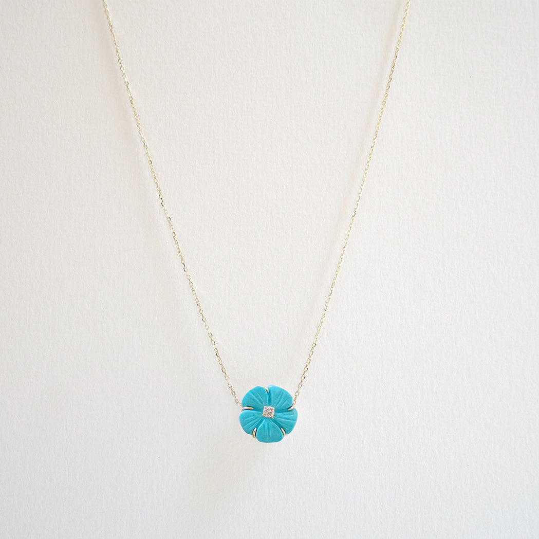 Blume Halskette - Türkis, Gold & Diamant