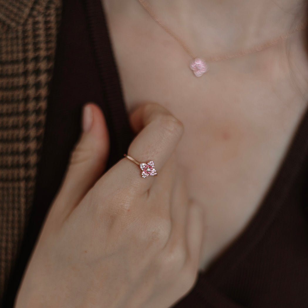 Amara Ring - Gold, Diamond & Pink Sapphires
