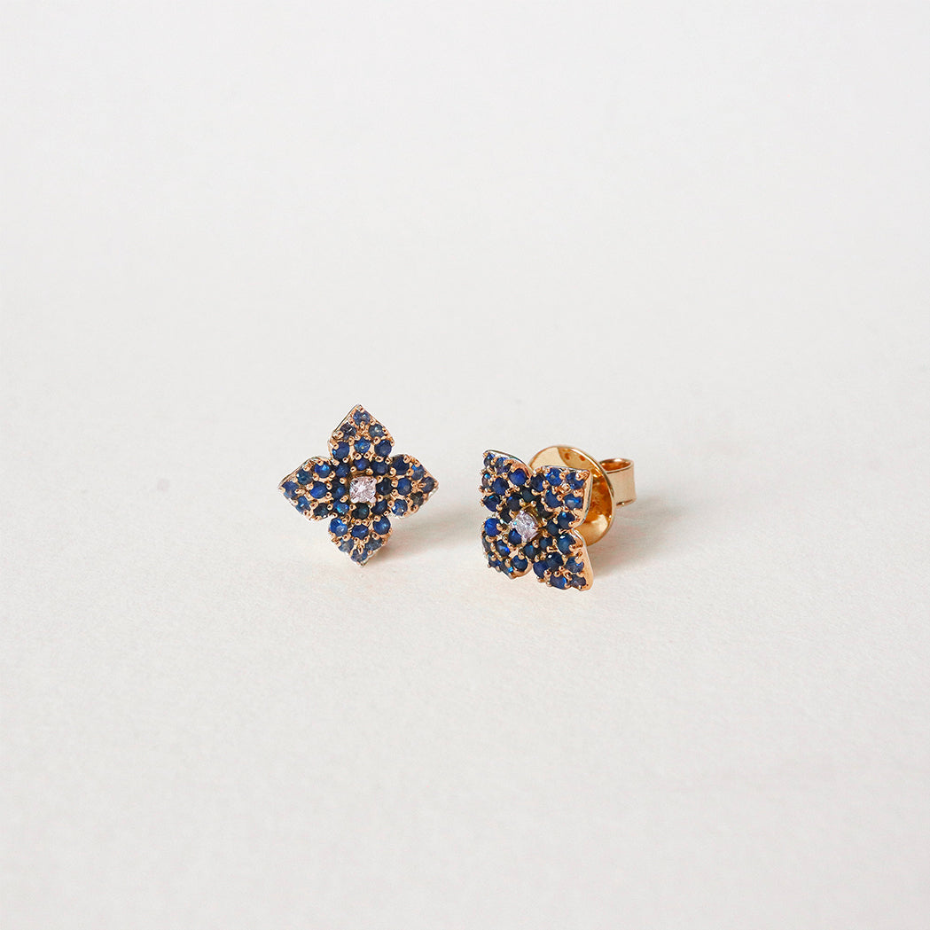 Amara Ohrringe - Gold, Diamanten & blaue Saphire