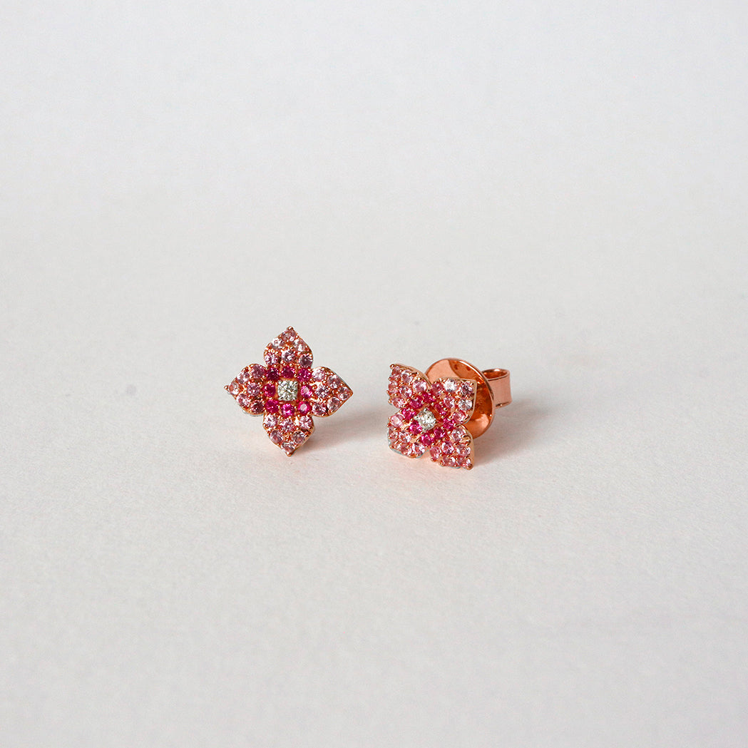 Amara Earrings - Gold, Diamonds & Pink Sapphires