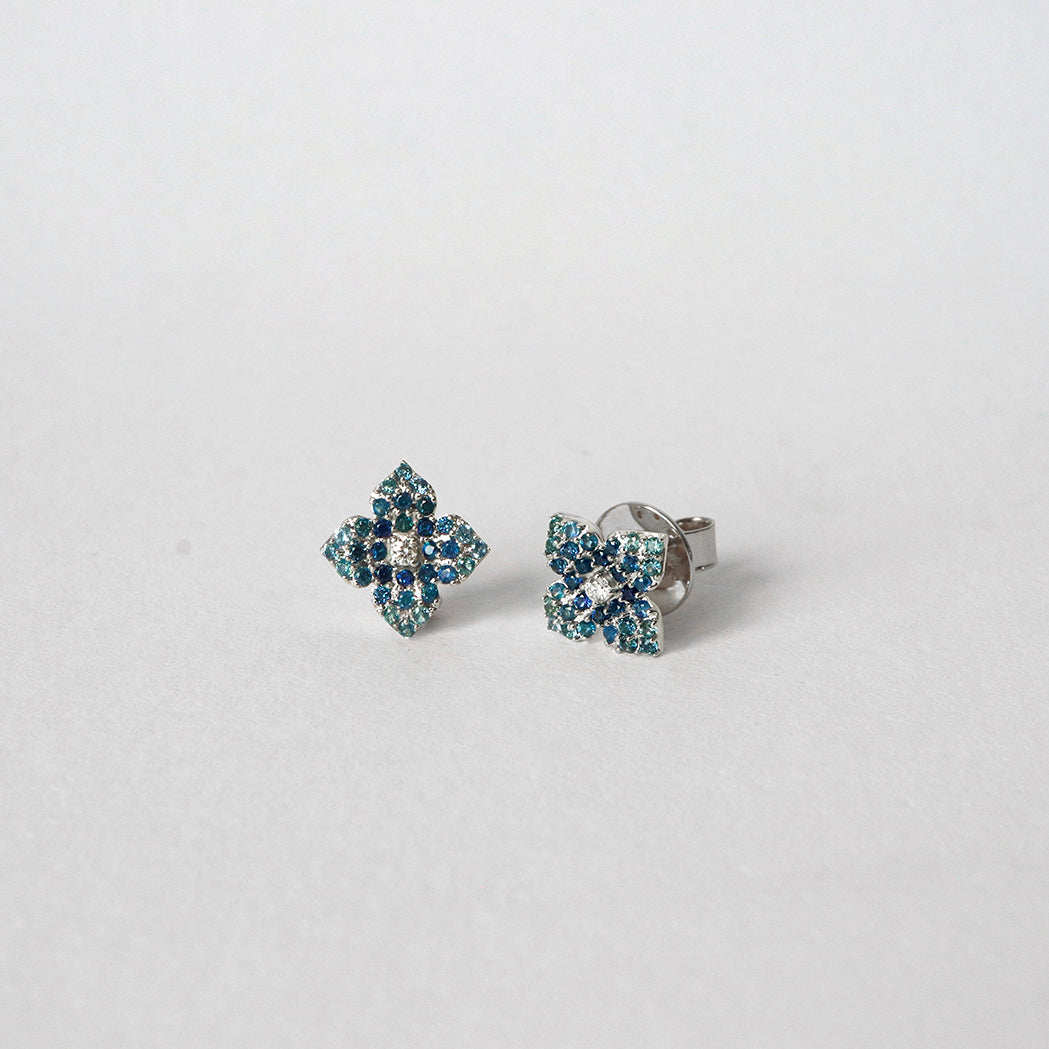 Amara Ohrringe - Gold, Diamanten & blaue Saphire