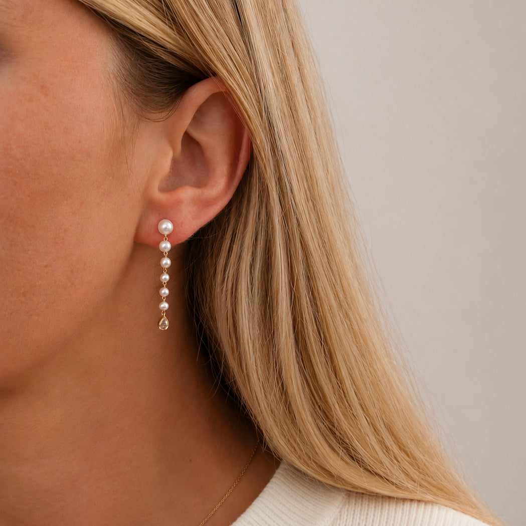 Boucles d'oreilles Aura S - Or, Perles & Diamants