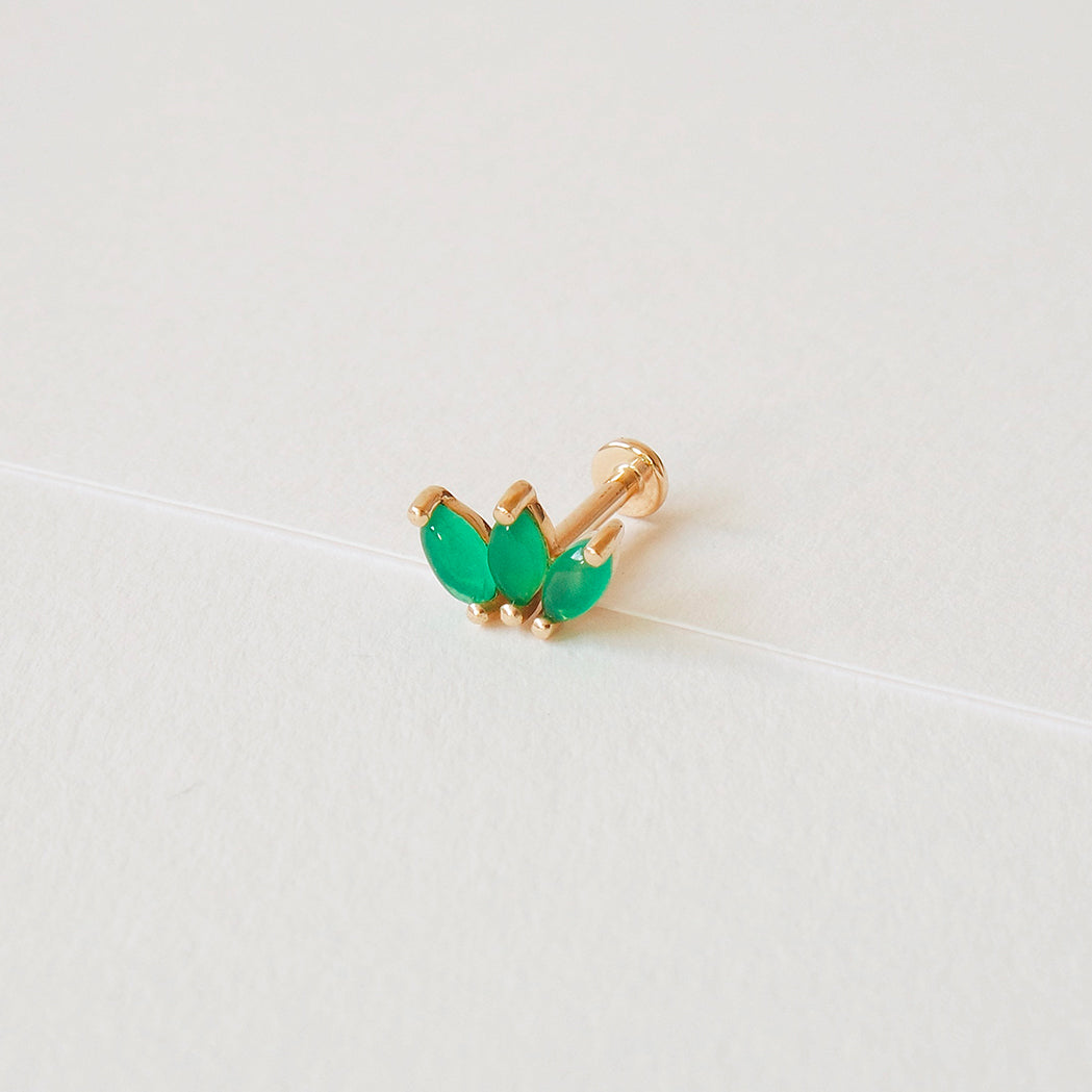 Gold & Chalcedony Lotus Ear Piercing