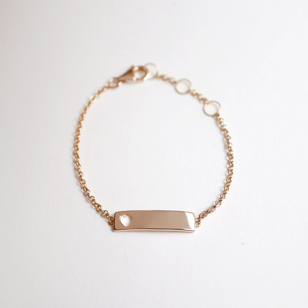 Rectangle Heart Baby Bracelet - Gold