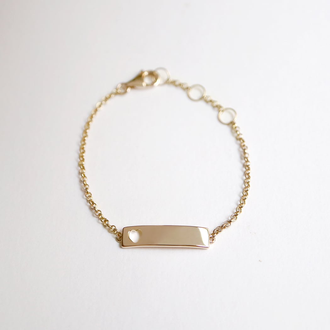 Rectangle Heart Baby Bracelet - Gold