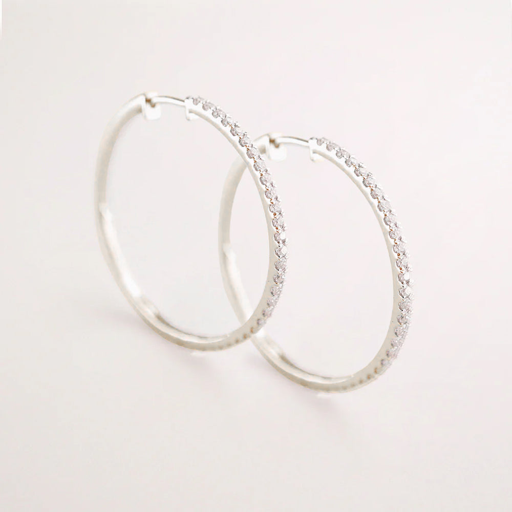 Boucles d'oreilles Grandes Créoles Or & Diamants - 30 mm