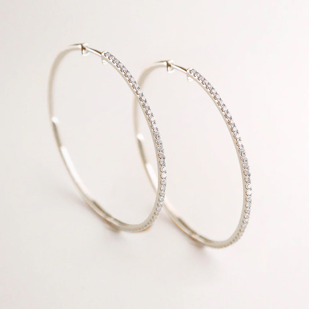 Boucles d'oreilles Grandes Créoles Or & Diamants - 45 mm