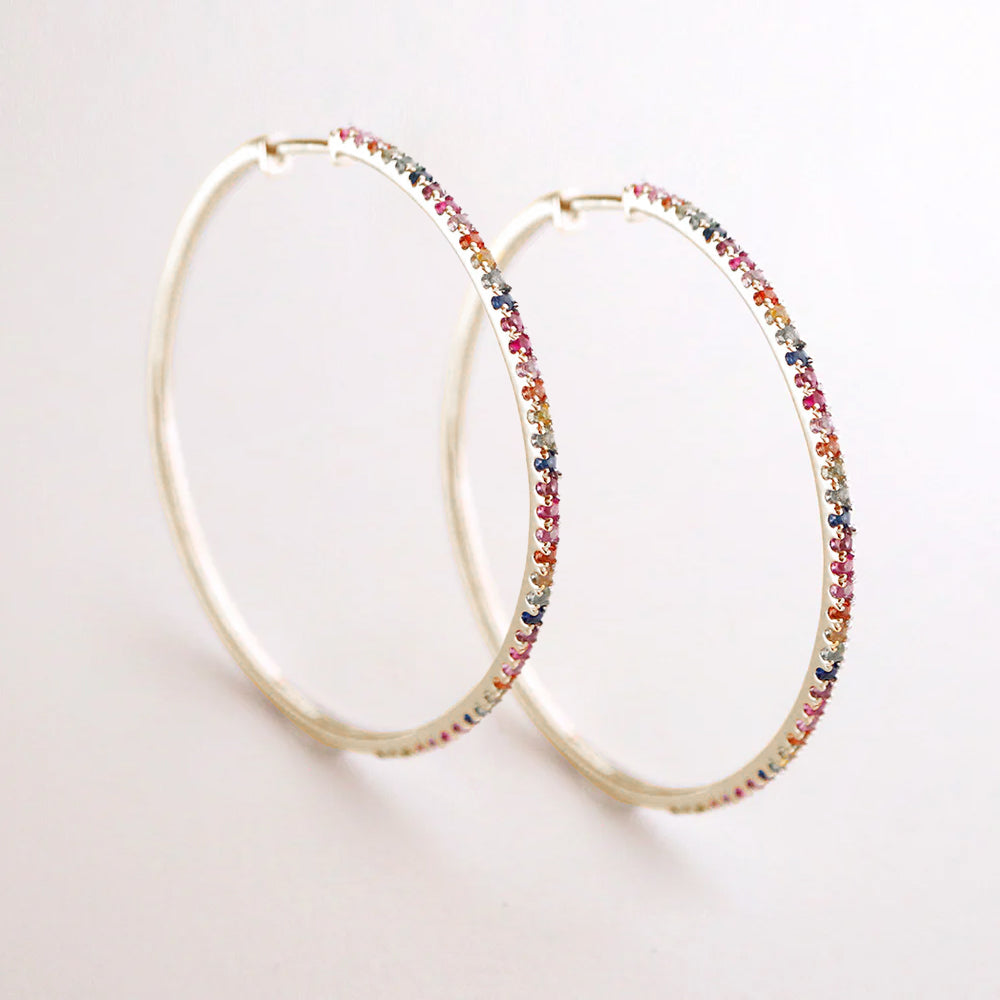 Boucles d'oreilles Grandes Créoles Or Rainbow - 45 mm