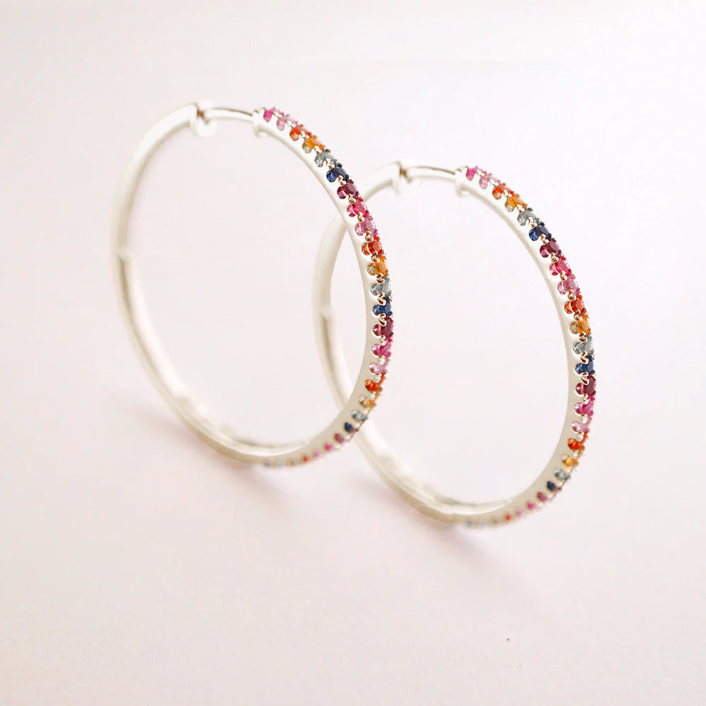 Boucles d'oreilles Grandes Créoles Or Rainbow - 30 mm