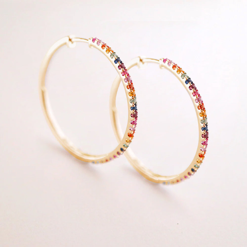 Boucles d'oreilles Grandes Créoles Or Rainbow - 30 mm