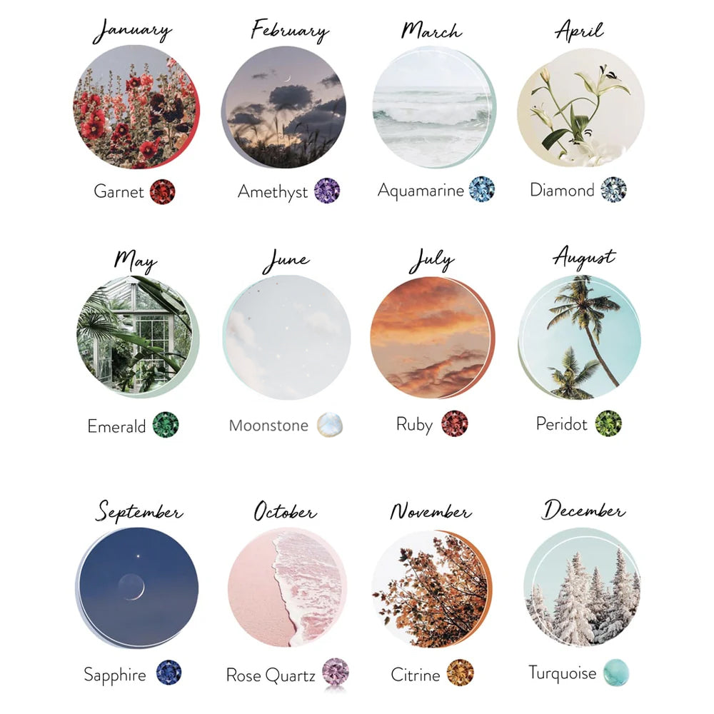 Collier Birthstone - 12 mois au choix