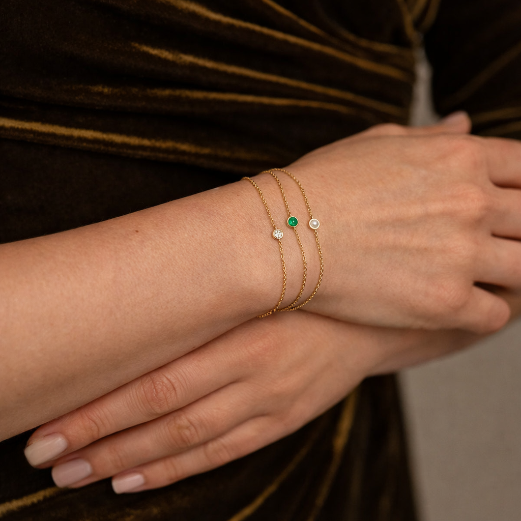 Bracelet Solitaire Birthstone - Or & Pierre de Naissance