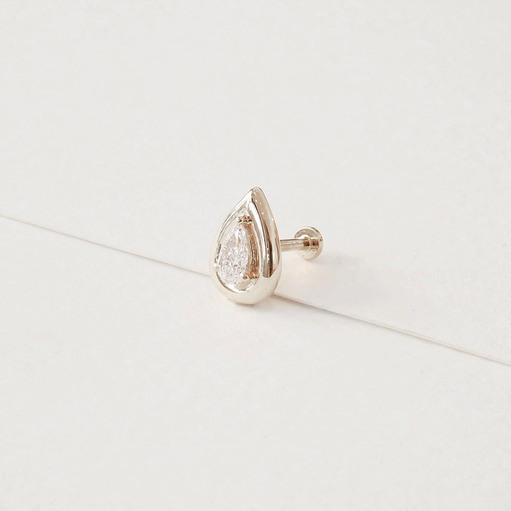 Bold Pear Ohrpiercing - Gold & Diamant
