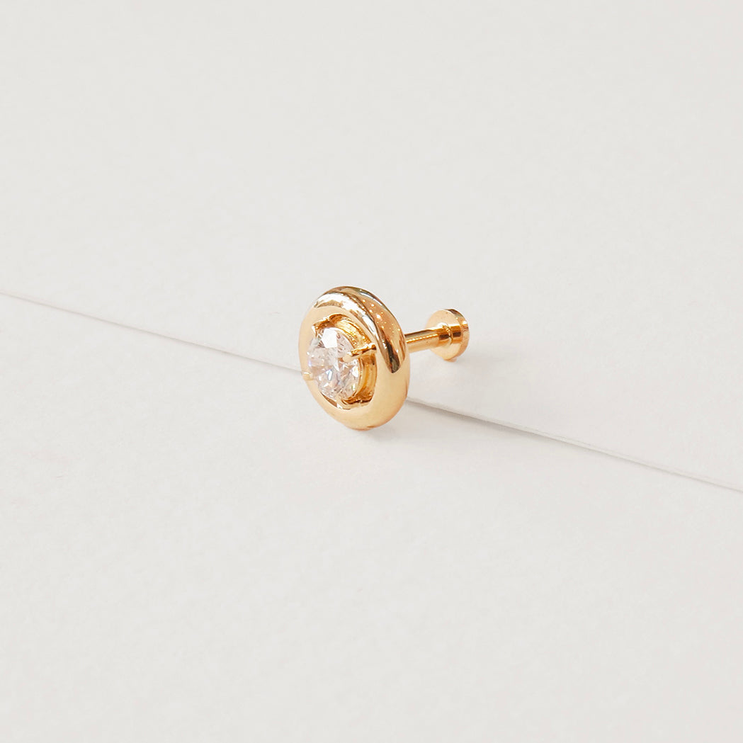 Bold Round Ear Piercing - Gold & Diamond