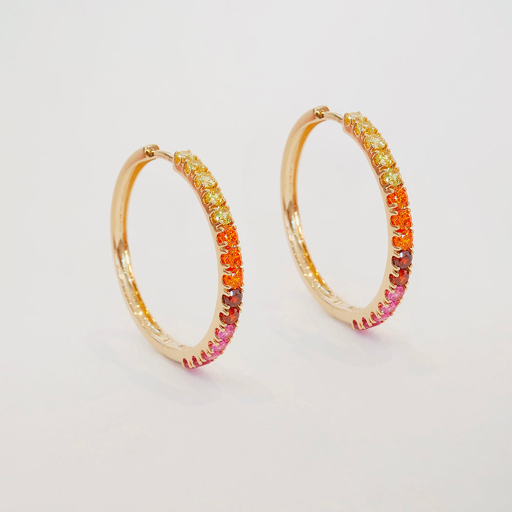 Candy Red Gold Hoop Earrings - 27 mm