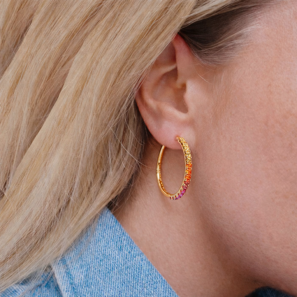 Boucles d'oreilles Grandes Créoles Or Candy Red - 27 mm