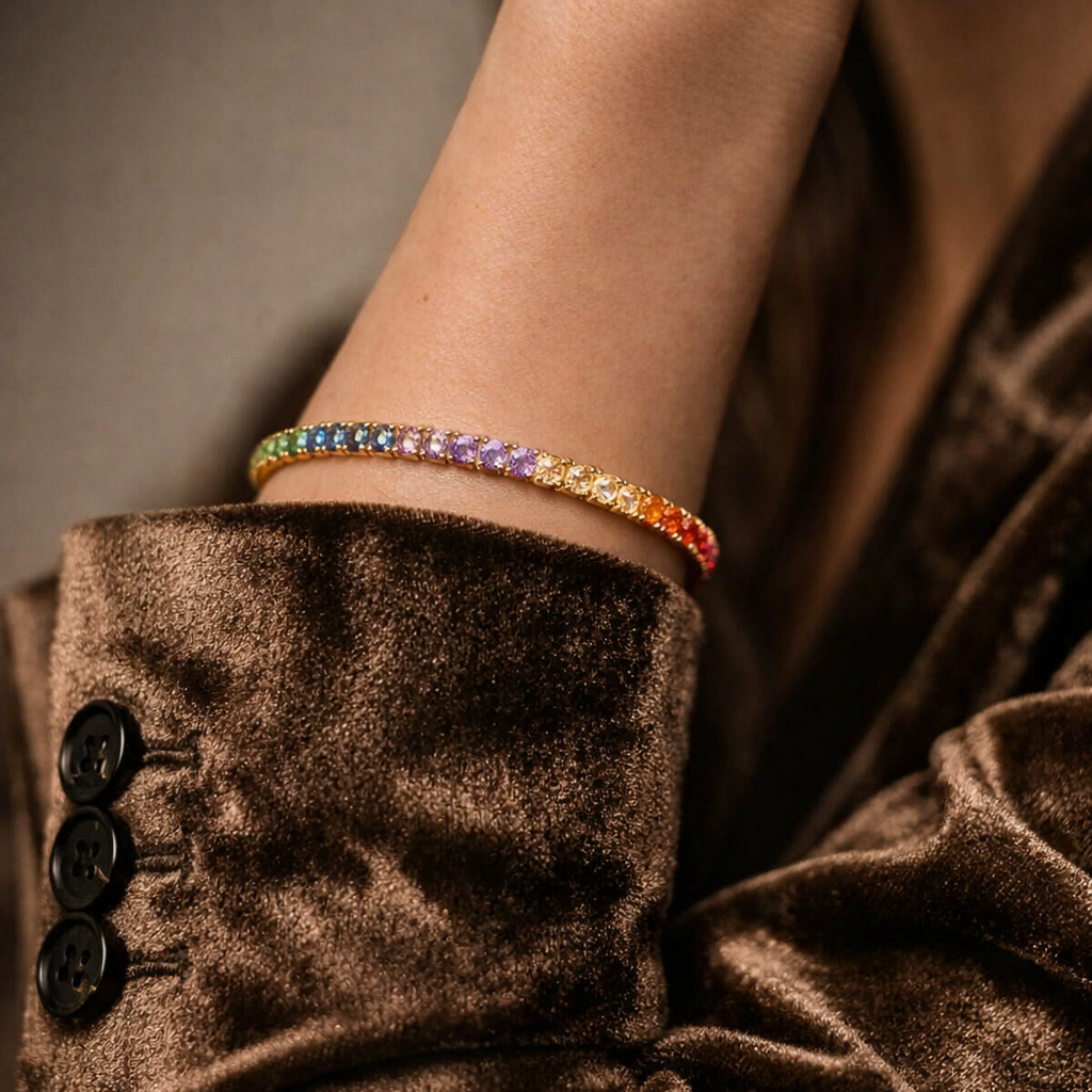 Candy Tennis-Armband Gold & Saphire