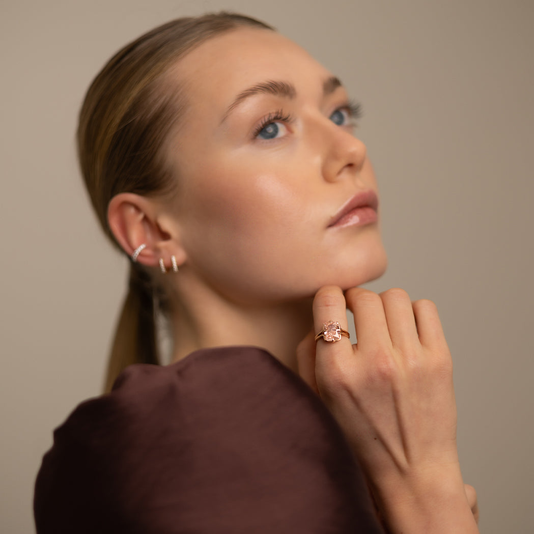 Ring „Coussin“ – Roségold und 5 Karat Rosa Diamant