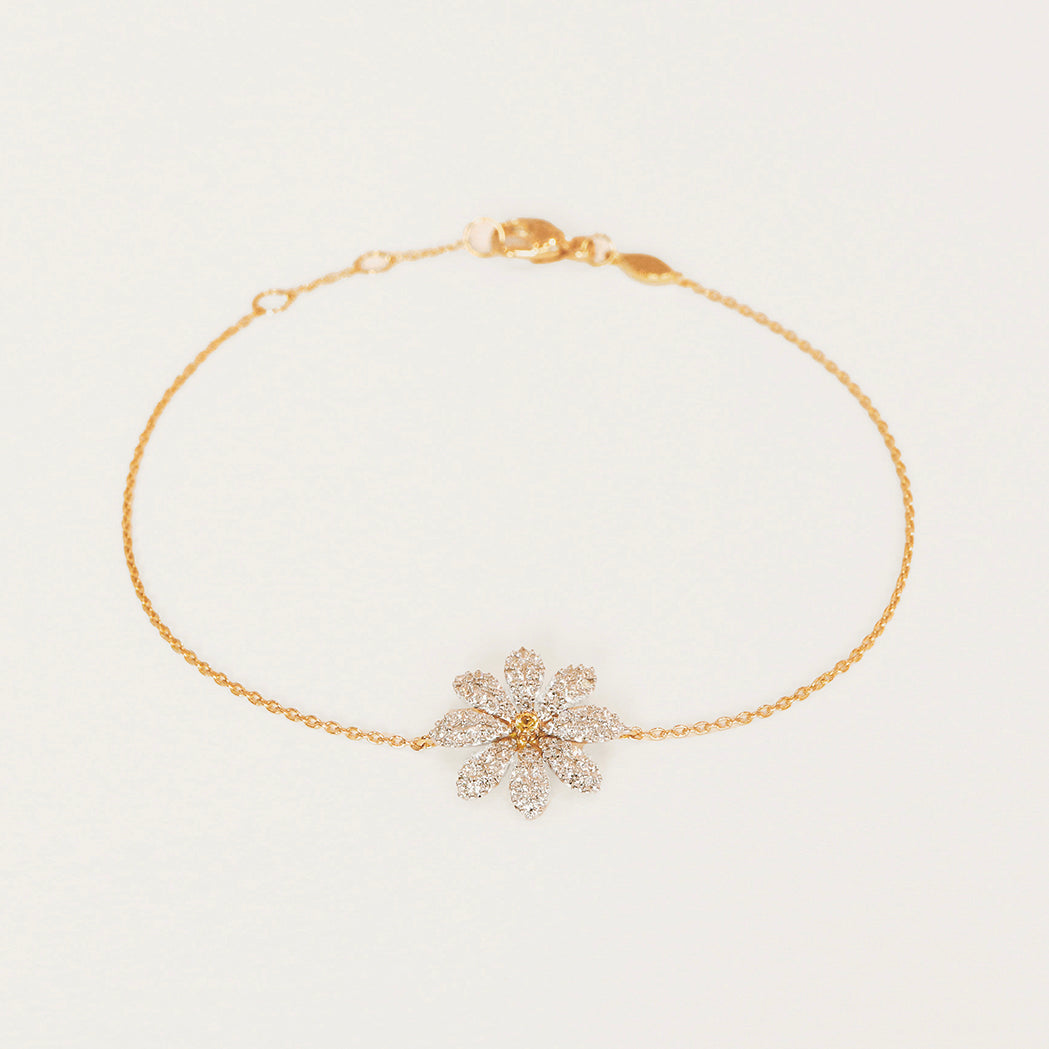 Daisy Armband - Gold, Diamanten & gelber Saphir