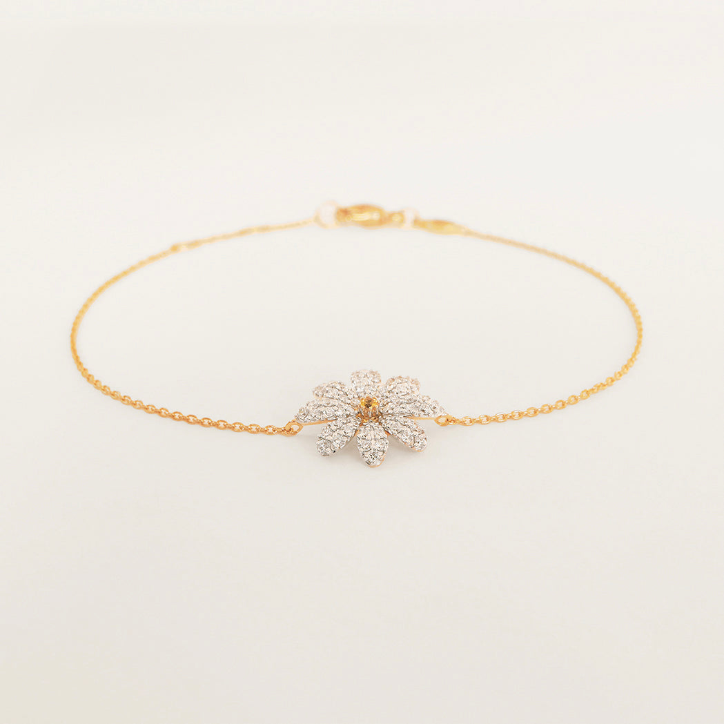 Daisy Armband - Gold, Diamanten & gelber Saphir
