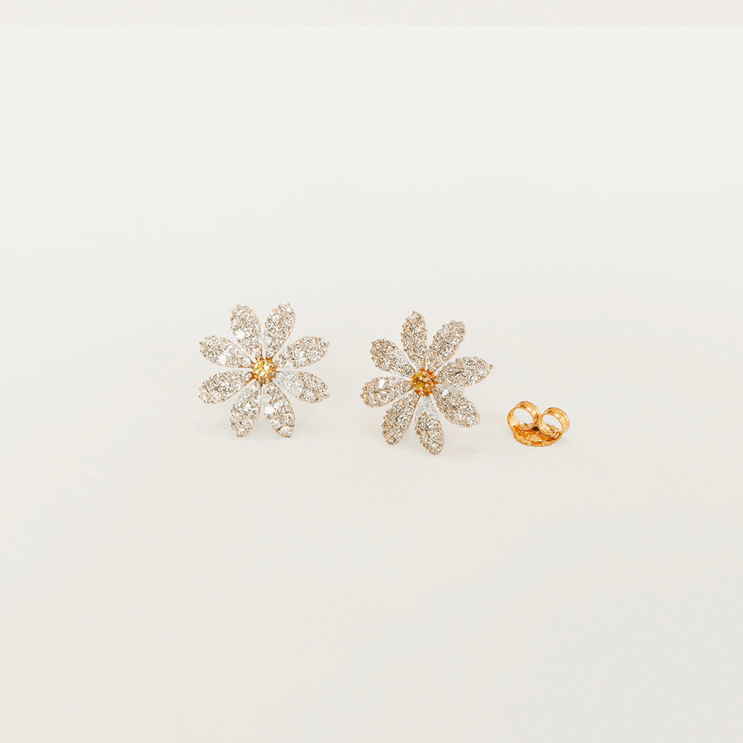 Daisy Earrings - Gold, Diamonds & Yellow Sapphires