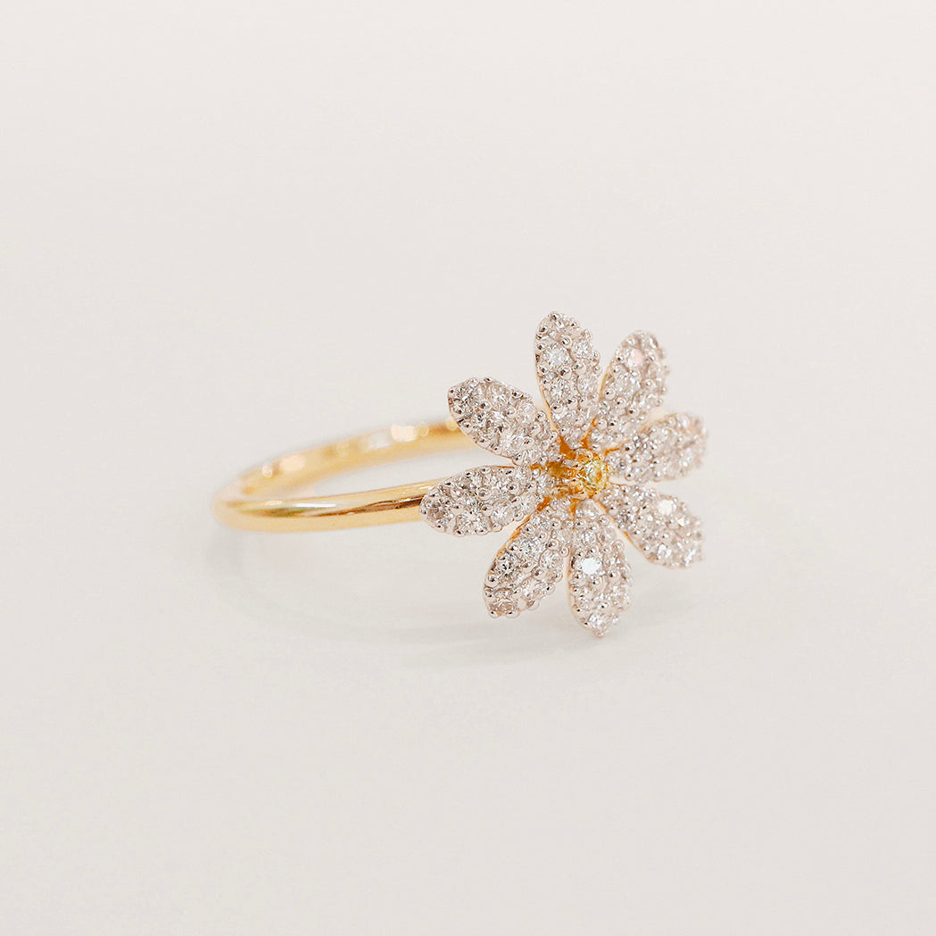 Daisy Ring - Gold, Diamonds & Yellow Sapphire
