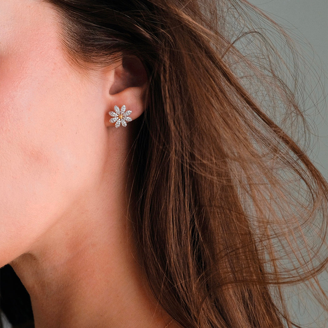 Daisy Earrings - Gold, Diamonds & Yellow Sapphires