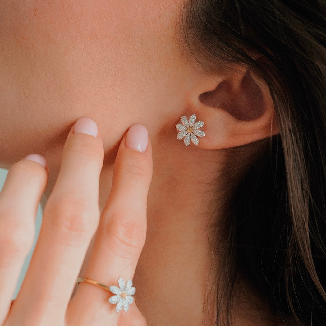 Daisy Earrings - Gold, Diamonds & Yellow Sapphires