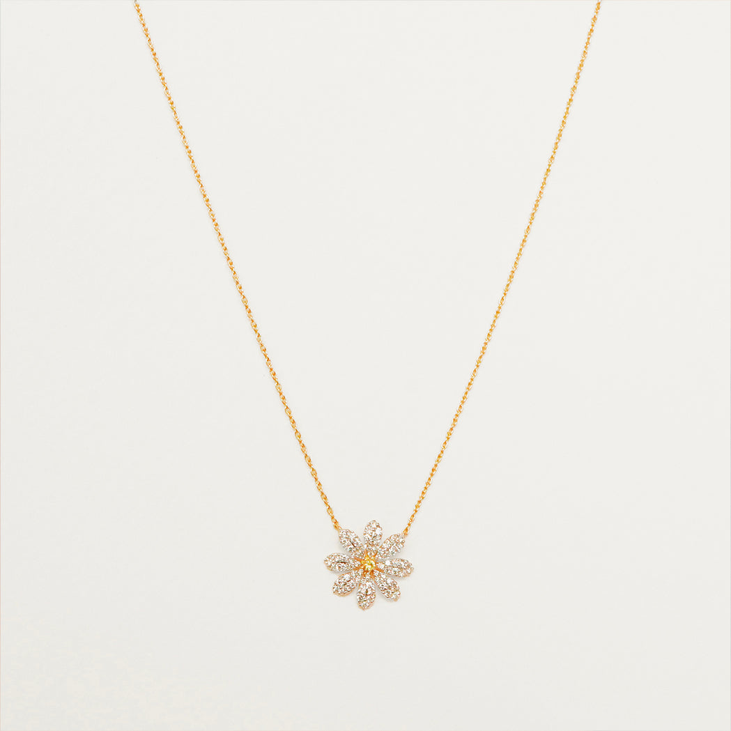 Daisy Necklace - Gold, Diamonds & Yellow Sapphire