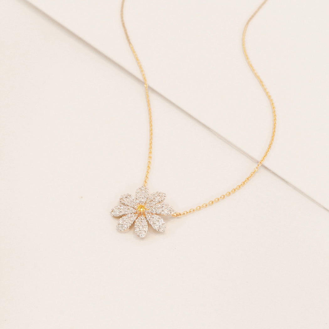 Daisy Necklace - Gold, Diamonds & Yellow Sapphire