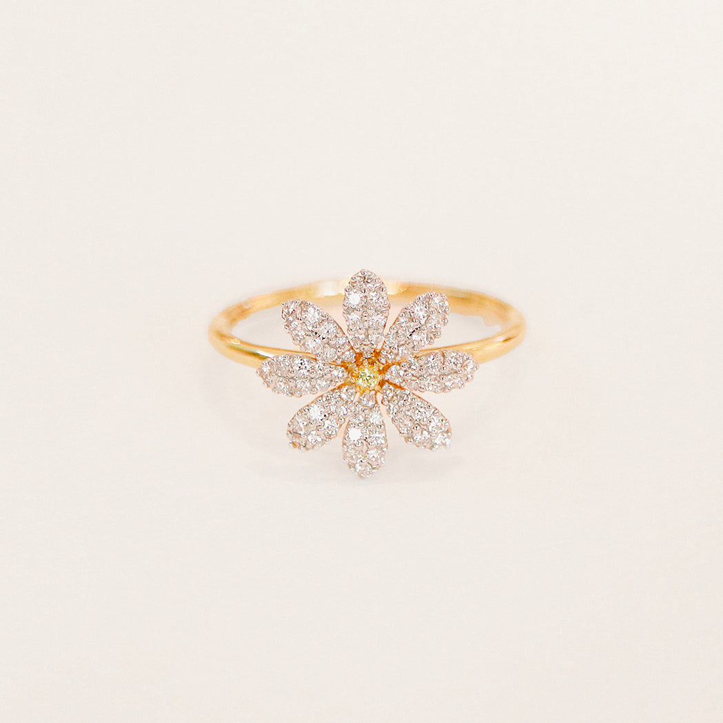 Daisy Ring - Gold, Diamonds & Yellow Sapphire