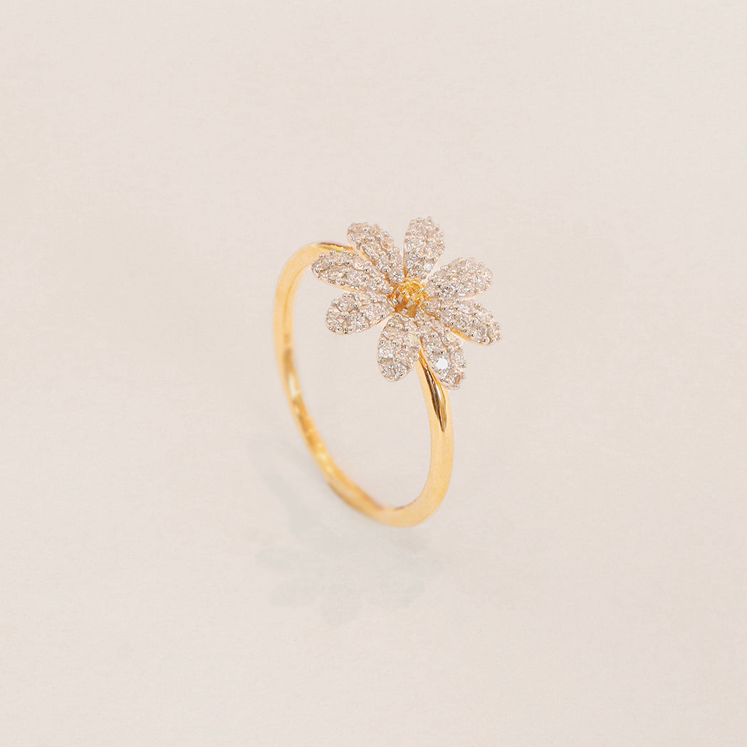 Daisy Ring - Gold, Diamonds & Yellow Sapphire
