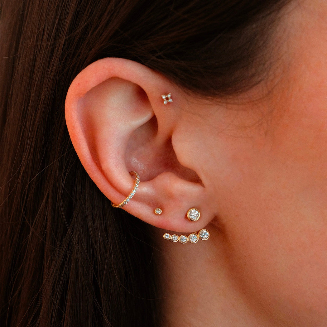 Rock Ear Jacket Earrings Gold & Diamonds