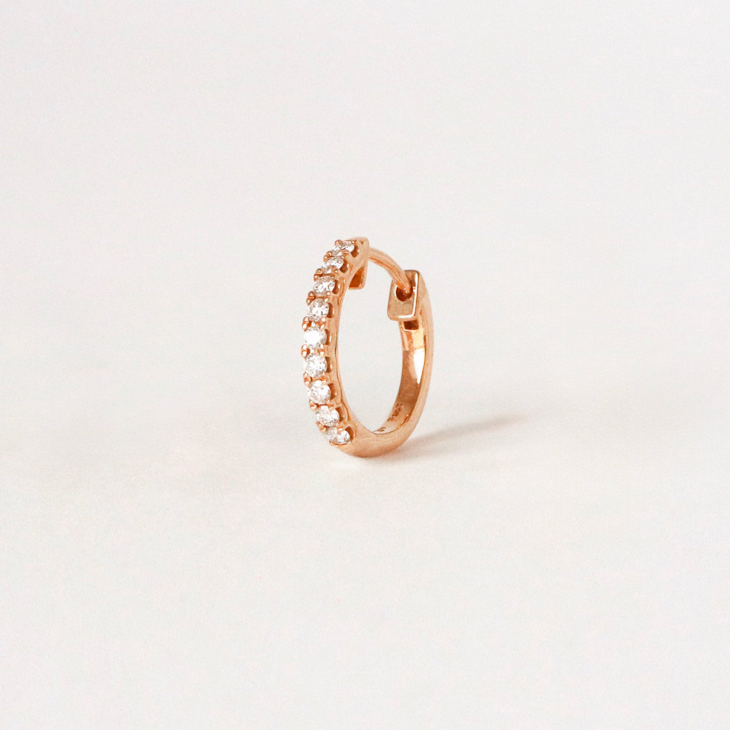Gold & Diamonds Single Hoop Earring - 10mm