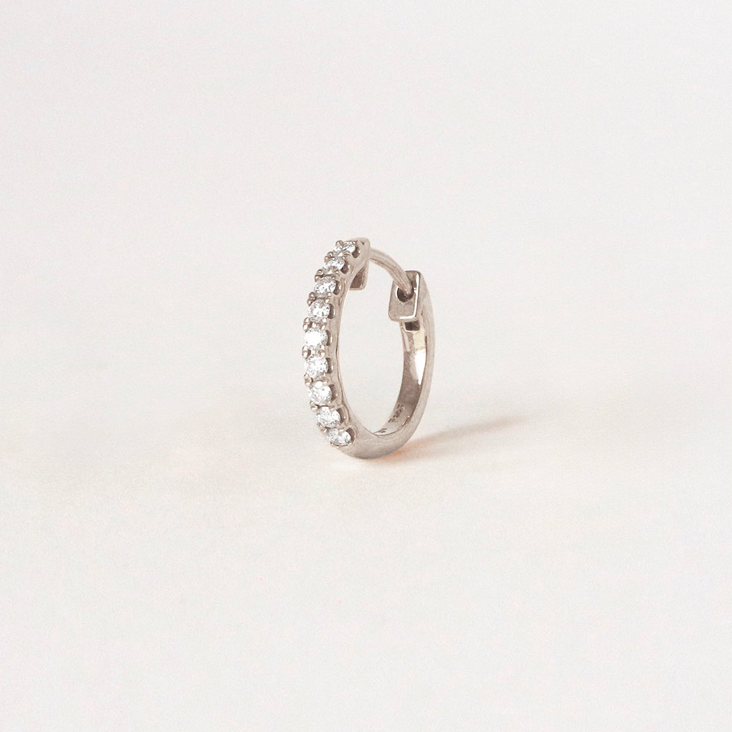 Gold & Diamonds Single Hoop Earring - 10mm