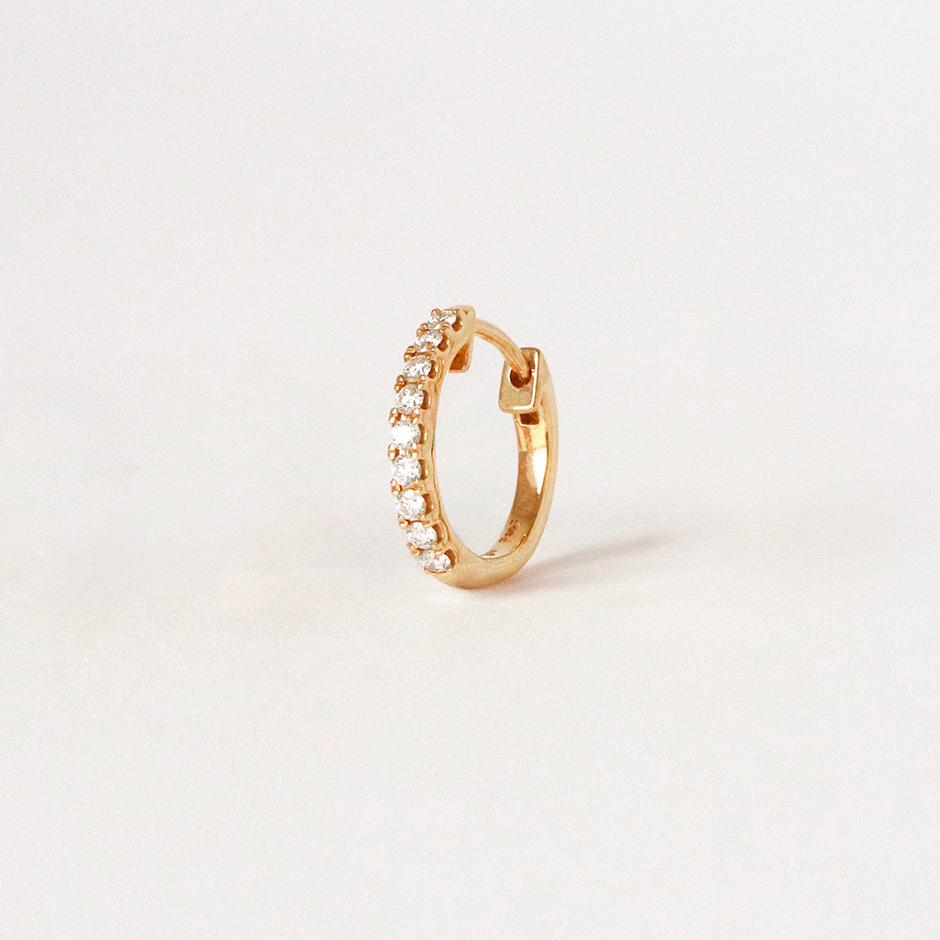 Gold & Diamonds Single Hoop Earring - 10mm