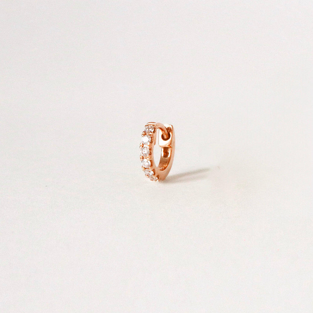 Gold & Diamonds Single Hoop Earring - 6mm