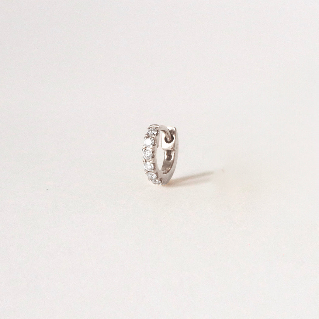 Gold & Diamonds Single Hoop Earring - 6mm