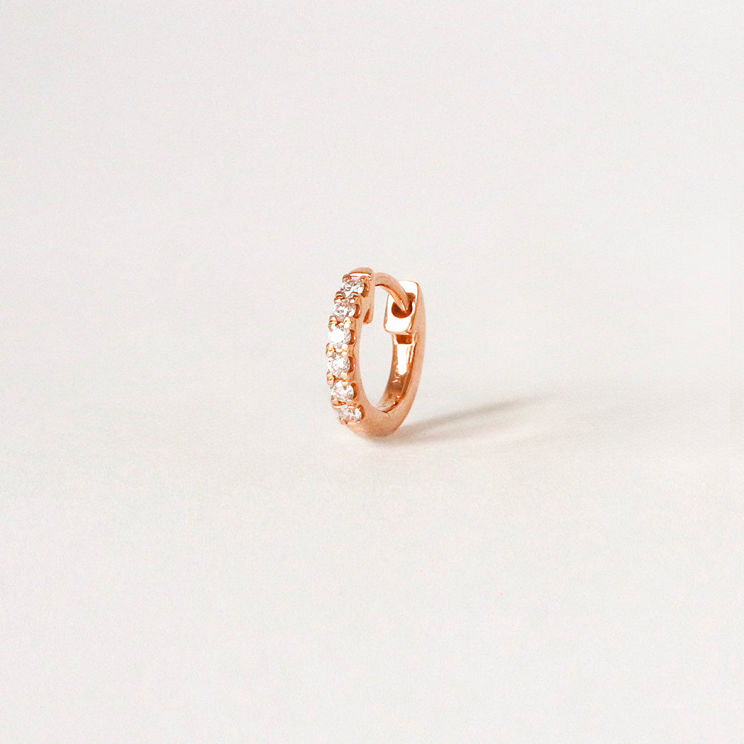 Gold & Diamonds Single Hoop Earring - 7mm