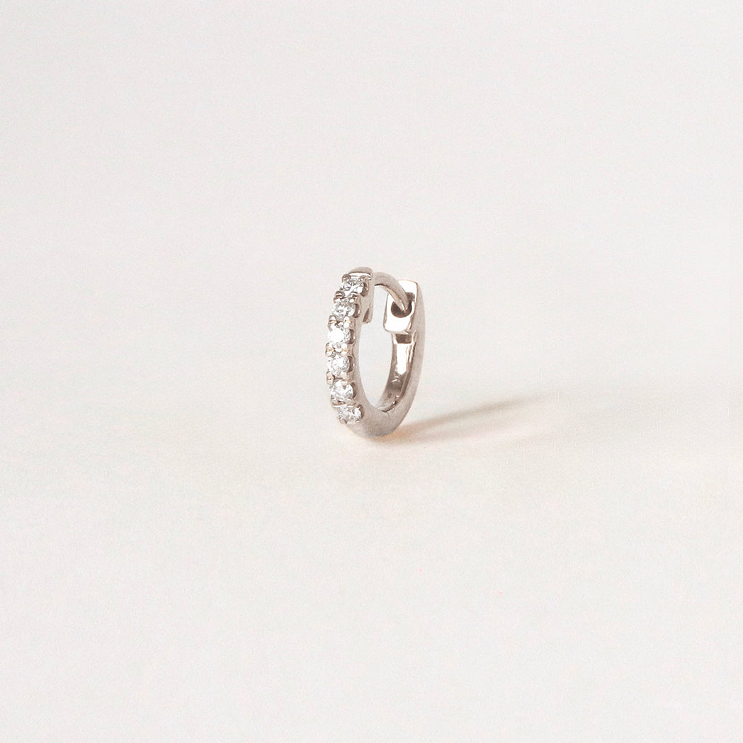 Gold & Diamonds Single Hoop Earring - 7mm