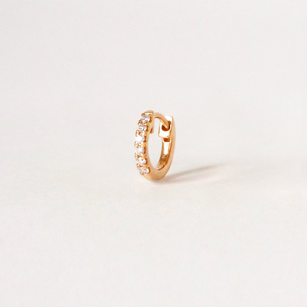 Gold & Diamonds Single Hoop Earring - 7mm