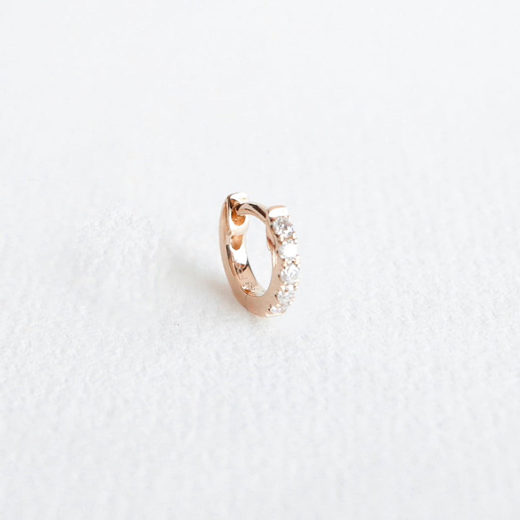 Diamanten & Gold Creolen-Ohrring - 6 mm - Einzeln Verkauf