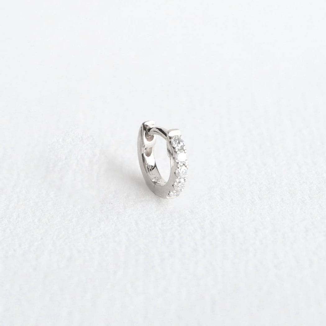 Diamanten & Gold Creolen-Ohrring - 6 mm - Einzeln Verkauf