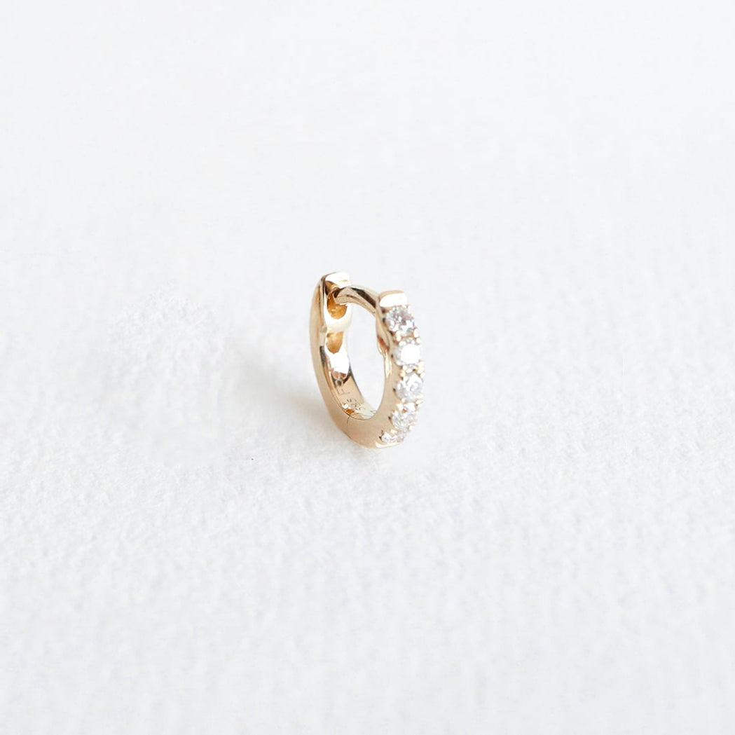 Gold & Diamonds Single Hoop Earring - 6mm