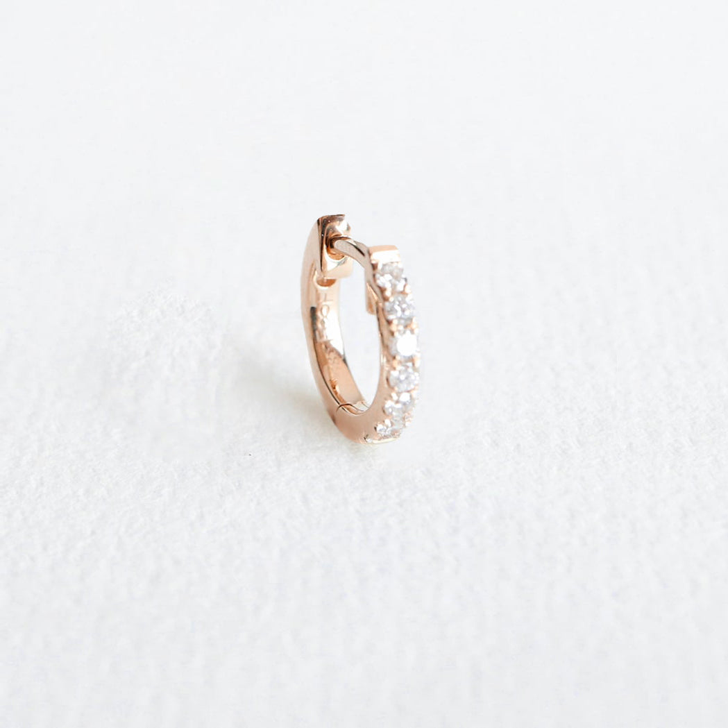 Diamanten & Gold Creolen-Ohrring - 8 mm - Einzeln Verkauf