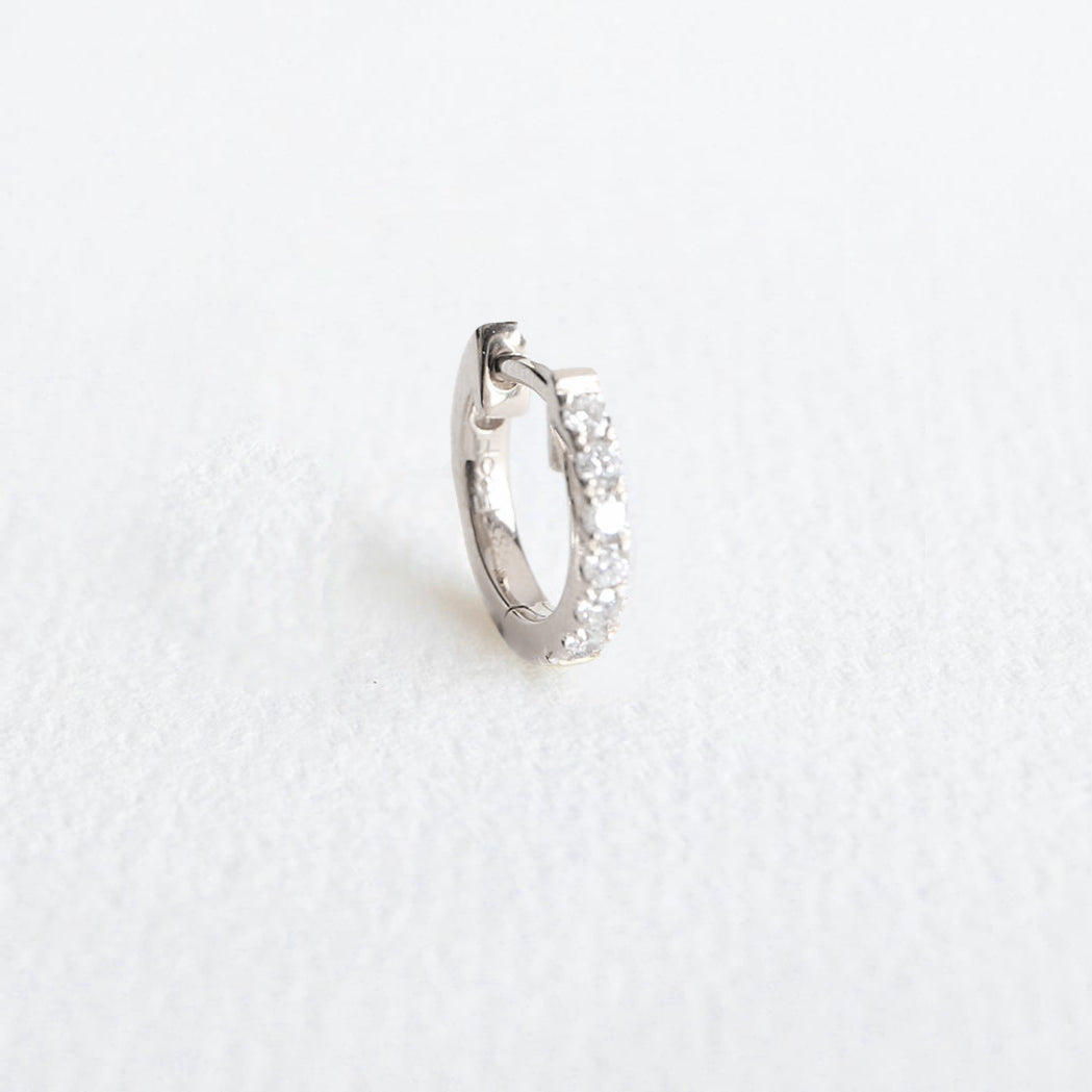 Diamanten & Gold Creolen-Ohrring - 8 mm - Einzeln Verkauf