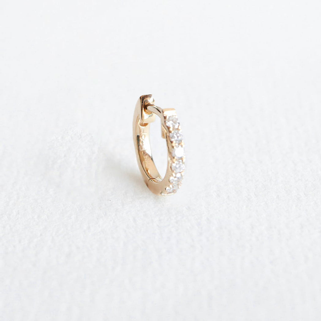 Gold & Diamonds Single Hoop Earring - 8mm