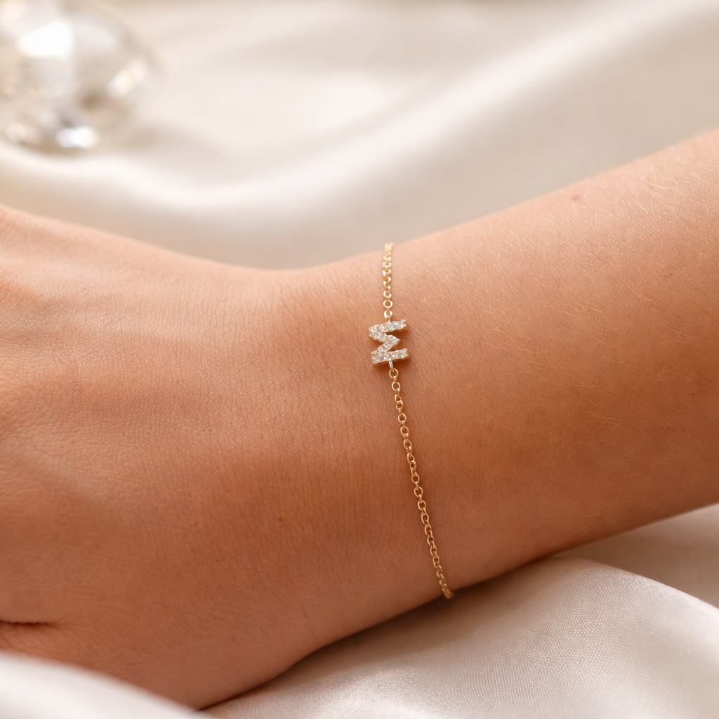 Gold & Diamond Initial Bracelet
