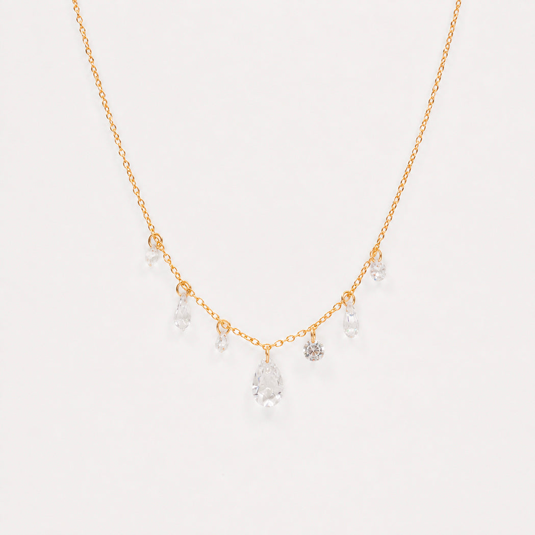 Drop Necklace - Gold & Drilled Diamonds